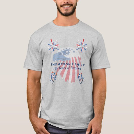 愛国ハクトウワシ アメリカ建国250周年 7月4日 Tシャツ (正面)