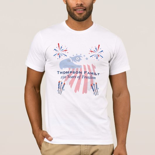 愛国ハクトウワシ アメリカ250周年 7月4日 Tシャツ (正面)