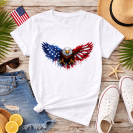 愛国ハクトウワシ 赤 白 青 Tシャツ