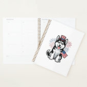 愛国ハスキー子犬ビンテージ彫刻Tシャツデザイン プランナー手帳 (ディスプレー)
