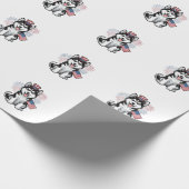 愛国ハスキー子犬ビンテージ彫刻Tシャツデザイン ラッピングペーパー (角)