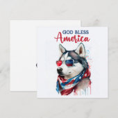 愛国ハスキー犬の7月4日カード シーズンカード (正面/裏面)