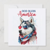 愛国ハスキー犬の7月4日カード シーズンカード (正面)