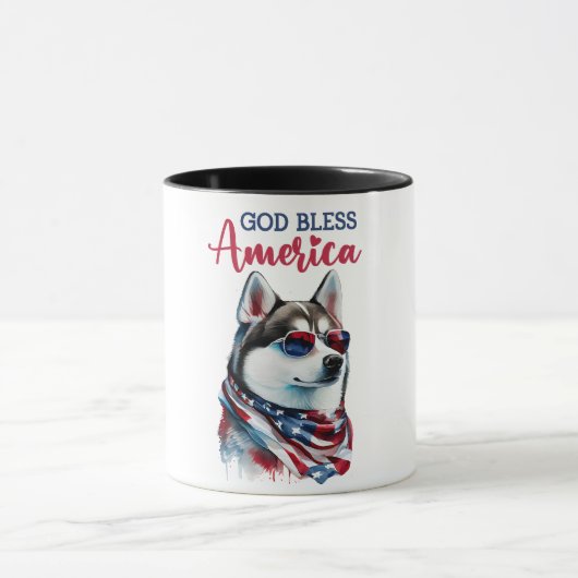 愛国ハスキー犬 マグカップ (中央)
