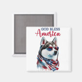 愛国ハスキー犬 マグネット (正面/裏面)