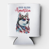 愛国ハスキー犬 缶クーラー (正面)
