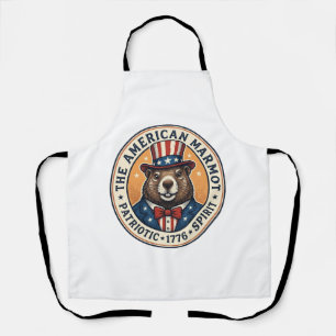 愛国ハタネズミビンテージ彫刻Tシャツデザイン エプロン