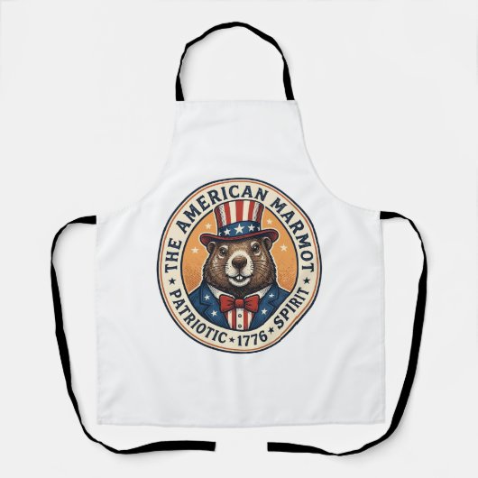 愛国ハタネズミビンテージ彫刻Tシャツデザイン エプロン (正面)
