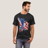 愛国ハチドリ、アメリカ国旗の鳥のグラフィック Tシャツ (正面フル)