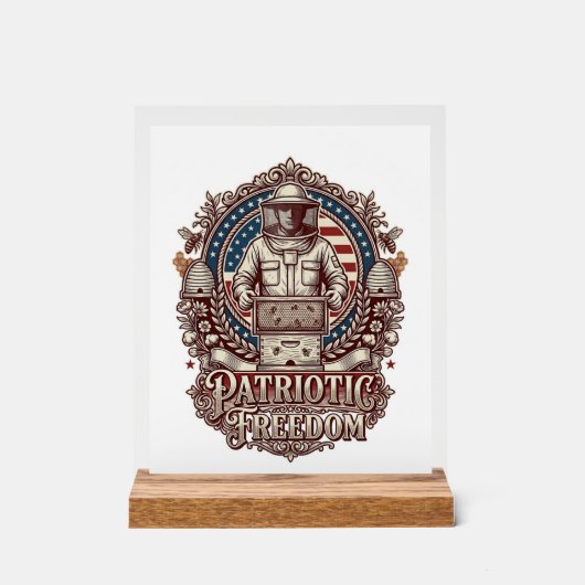 愛国ハチ飼いベクターグラフィックTシャツ アクリルサイン (正面)