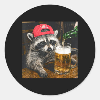 愛国ハット アメリカ わんぱくアライグマ ビール ラウンドシール