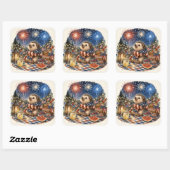 愛国ハリネズミの水彩画アート スクエアシール (シート)