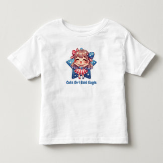 愛国ハートのかわいい赤ちゃん鷲 レディース トドラーTシャツ