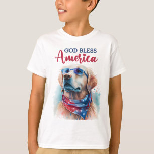 愛国ハートのゴールデンレトリバー Tシャツ