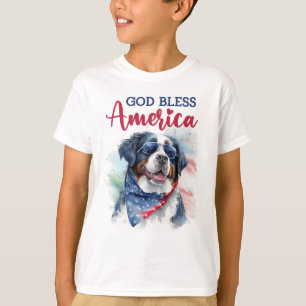 愛国ハートのバーニーズマウンテンドッグ Tシャツ