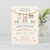 愛国ハートの洗濯物ベビーシャワー 招待状 (スタンド正面)