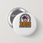 愛国ハートの犬が好きな人へのヴィンテージTシャツデザイン 缶バッジ (正面&裏面)