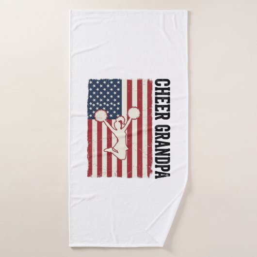 愛国ハートグランパ柄 フラッグTシャツ デザイン_ バスタオル (バスタオル)