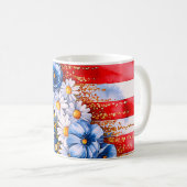 愛国ハートフラワーフラッター コーヒーマグカップ (正面右)