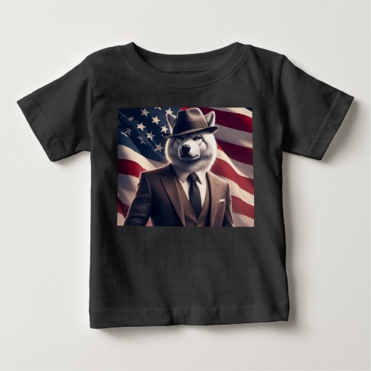 愛国ハートフルウルフ ベビーTシャツ (正面)