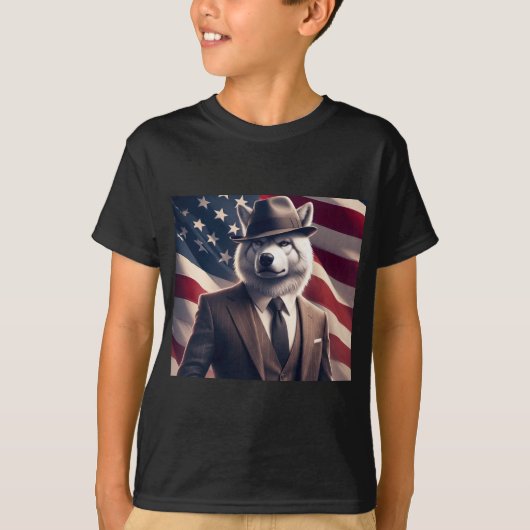 愛国ハートフルウルフ Tシャツ (正面)