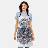 愛国ハートベクターグラフィックTシャツ_1 エプロン (着用した状態)