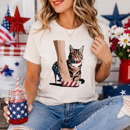 愛国ハート猫ママTシャツ | かわいい7月4日Tee トライブレンドＴシャツ