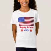 愛国ハート アメリカ国旗 キッズTシャツ Tシャツ (正面)