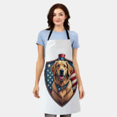 愛国ハード゙ゴールデンレトリバーおやじ刻印Tシャツ エプロン (着用した状態)