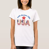 愛国ハート ゴッドブレスUSA/独立記念日 Tシャツ (正面)
