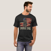 愛国ハート ゴールデンドゥードル アメリカ国旗 Tシャツ (正面フル)