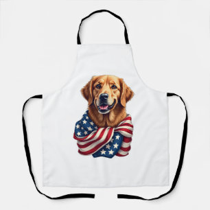 愛国ハート ゴールデンレトリバー グッズ 復古Tシャツ エプロン