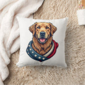 愛国ハードワーカー 愛国心あふれる レトロな犬のTシャツ 4 クッション (ブランケット)