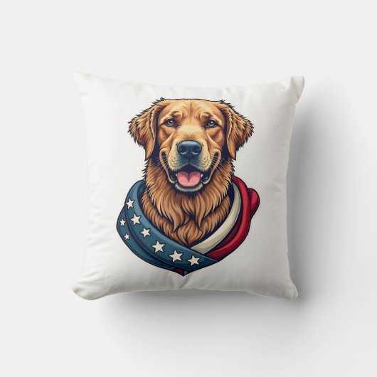 愛国ハードワーカー 愛国心あふれる レトロな犬のTシャツ 4 クッション (正面)