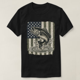 愛国バスフィッシングUSAフラグ Tシャツ