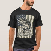 愛国バスフィッシングUSAフラグ Tシャツ (正面)
