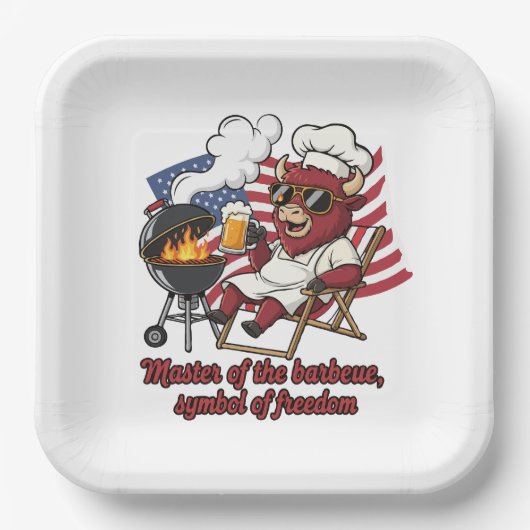 愛国バッファローBBQマスターUSAフラグ ペーパープレート (正面)