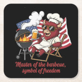 愛国バッファローBBQマスターUSAフラッグ スクエアペーパーコースター (正面)