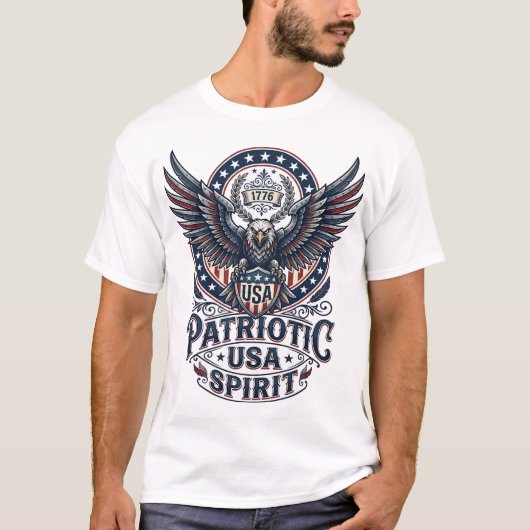 愛国バトルホーク 愛国的鷲と鷹 アメリカ Tシャツ (正面)