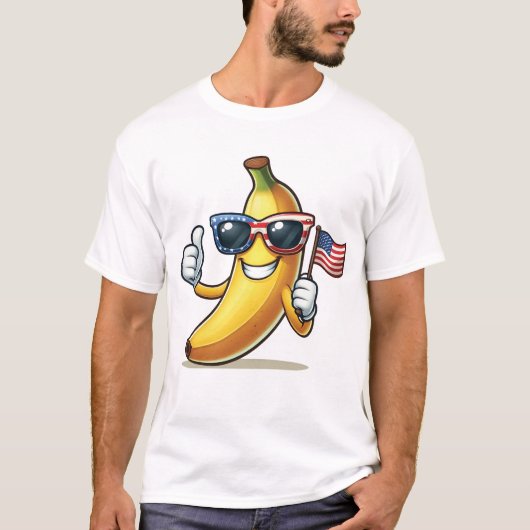 愛国バナナ 7月4日 アメリカ国旗 USA Tシャツ (正面)