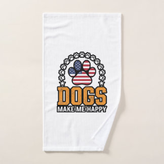 愛国パウ ヴィンテージTシャツデザイン 犬が私を幸せにする ハンドタオル