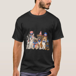 愛国パップス アメリカ独立記念日を祝う犬たち Tシャツ