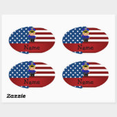 愛国パーソナライズされた警察と名を付ける 楕円形シール (シート)