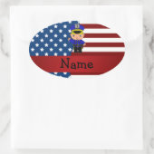 愛国パーソナライズされた警察と名を付ける 楕円形シール (バッグ)