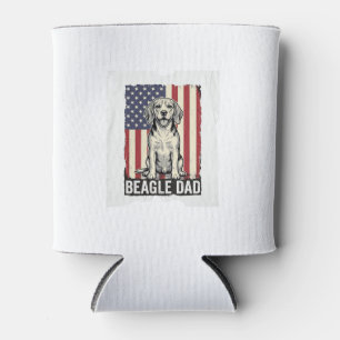 愛国ビンテージ ビーグル犬パパ Tシャツ デザイン_1 缶クーラー