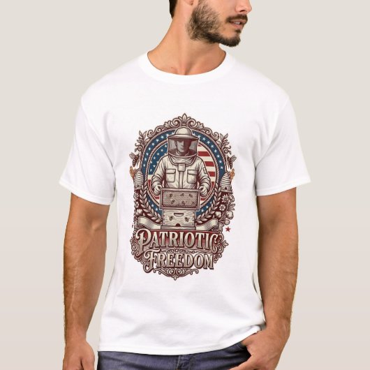 愛国ビーカーTシャツ ベクターグラフィック Tシャツ (正面)