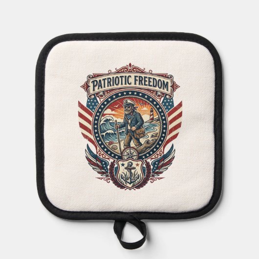愛国ビーチコーマーベクターグラフィックTシャツ_1 鍋敷き (正面)
