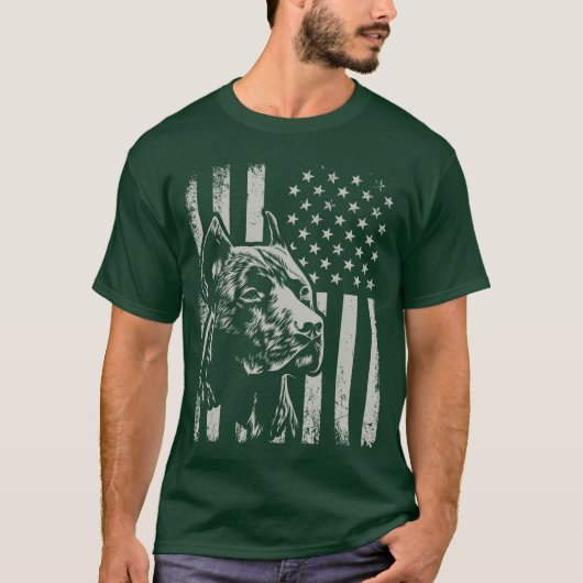 愛国ピットブル愛好家 アメリカ国旗 Tシャツ (正面)