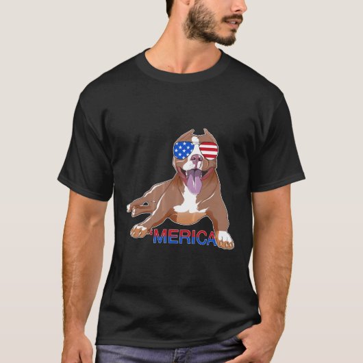 愛国ピットブル・メリカが面白い Tシャツ (正面)