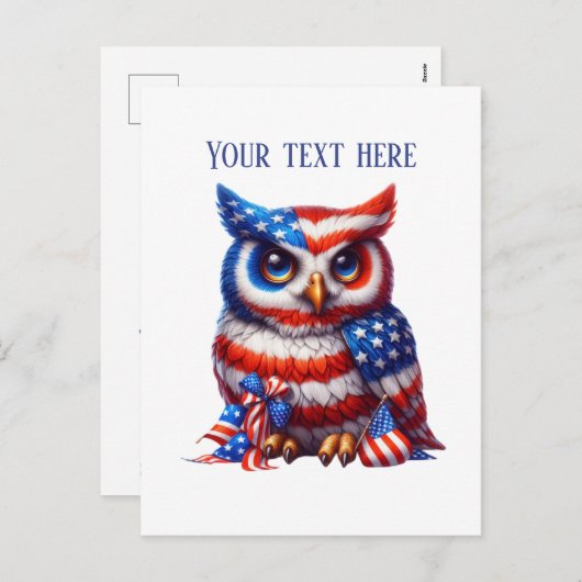 愛国フクロウ追加文字7月4日 シーズンポストカード (正面/裏面)